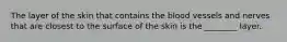 The layer of the skin that contains the blood vessels and nerves that are closest to the surface of the skin is the ________ layer.