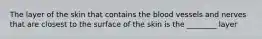 The layer of the skin that contains the blood vessels and nerves that are closest to the surface of the skin is the ________ layer