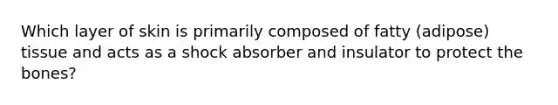 Which layer of skin is primarily composed of fatty (adipose) tissue and acts as a shock absorber and insulator to protect the bones?