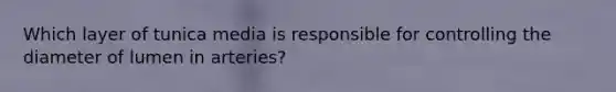 Which layer of tunica media is responsible for controlling the diameter of lumen in arteries?