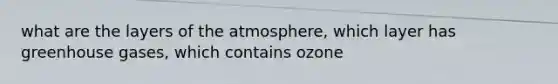 what are the layers of the atmosphere, which layer has greenhouse gases, which contains ozone