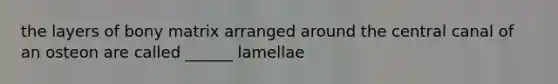 the layers of bony matrix arranged around the central canal of an osteon are called ______ lamellae