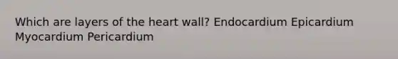 Which are layers of the heart wall? Endocardium Epicardium Myocardium Pericardium