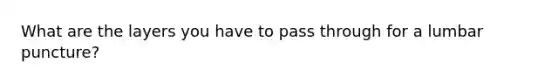 What are the layers you have to pass through for a lumbar puncture?