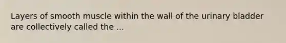 Layers of smooth muscle within the wall of the urinary bladder are collectively called the ...