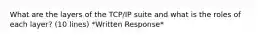 What are the layers of the TCP/IP suite and what is the roles of each layer? (10 lines) *Written Response*