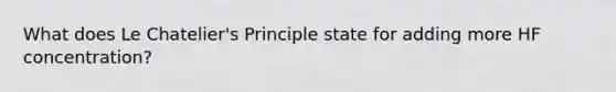 What does Le Chatelier's Principle state for adding more HF concentration?