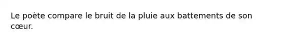 Le poète compare le bruit de la pluie aux battements de son cœur.