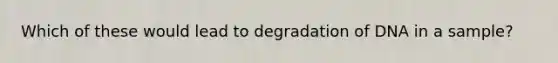 Which of these would lead to degradation of DNA in a sample?