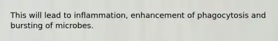 This will lead to inflammation, enhancement of phagocytosis and bursting of microbes.