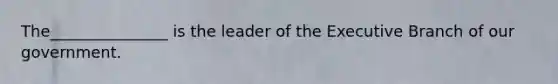 The_______________ is the leader of the Executive Branch of our government.