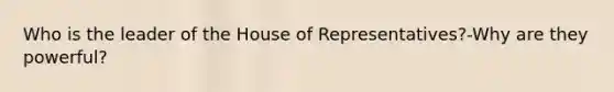 Who is the leader of the House of Representatives?-Why are they powerful?