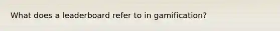 What does a leaderboard refer to in gamification?
