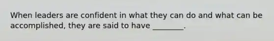 When leaders are confident in what they can do and what can be accomplished, they are said to have ________.