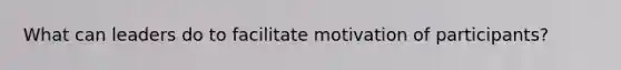What can leaders do to facilitate motivation of participants?