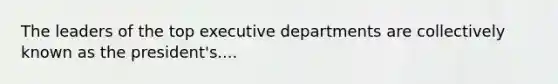 The leaders of the top executive departments are collectively known as the president's....