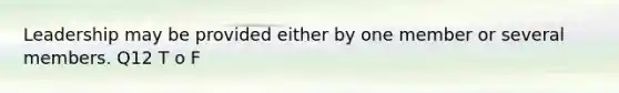 Leadership may be provided either by one member or several members. Q12 T o F