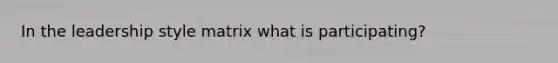 In the leadership style matrix what is participating?