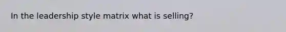 In the leadership style matrix what is selling?