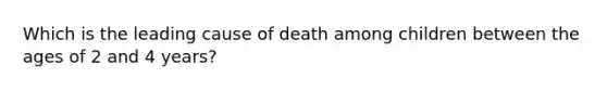 Which is the leading cause of death among children between the ages of 2 and 4 years?