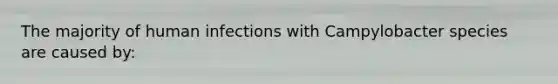 The majority of human infections with Campylobacter species are caused by: