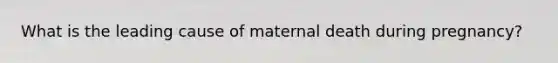 What is the leading cause of maternal death during pregnancy?