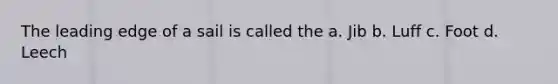 The leading edge of a sail is called the a. Jib b. Luff c. Foot d. Leech