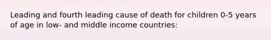 Leading and fourth leading cause of death for children 0-5 years of age in low- and middle income countries: