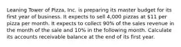 Leaning Tower of Pizza, Inc. is preparing its master budget for its first year of business. It expects to sell 4,000 pizzas at 11 per pizza per month. It expects to collect 90% of the sales revenue in the month of the sale and 10% in the following month. Calculate its accounts receivable balance at the end of its first year.