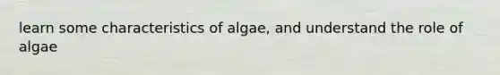 learn some characteristics of algae, and understand the role of algae