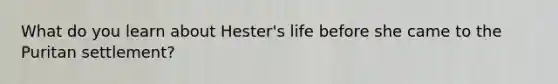 What do you learn about Hester's life before she came to the Puritan settlement?