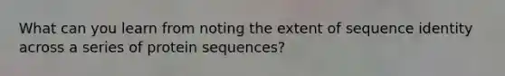 What can you learn from noting the extent of sequence identity across a series of protein sequences?