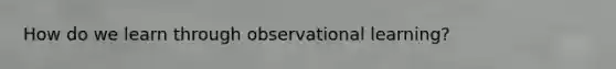 How do we learn through observational learning?
