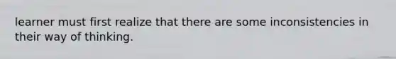 learner must first realize that there are some inconsistencies in their way of thinking.