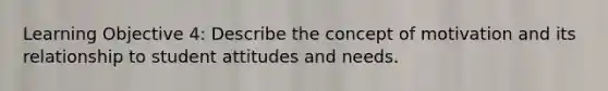 Learning Objective 4: Describe the concept of motivation and its relationship to student attitudes and needs.