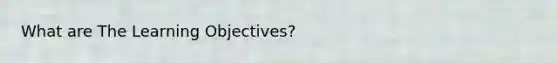 What are The Learning Objectives?