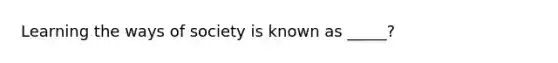 Learning the ways of society is known as _____?