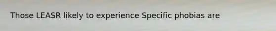 Those LEASR likely to experience Specific phobias are