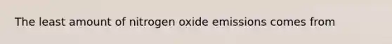 The least amount of nitrogen oxide emissions comes from