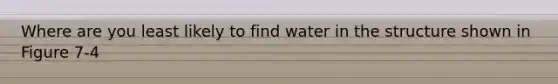 Where are you least likely to find water in the structure shown in Figure 7-4