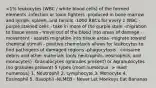 least numerous) 1. Neutrophil 2. Lymphocyte 3. Monocyte 4. Eosinophil 5. Basophil -NLMEB - Never Let Monkeys Eat Bananas