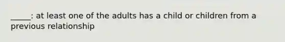 _____: at least one of the adults has a child or children from a previous relationship