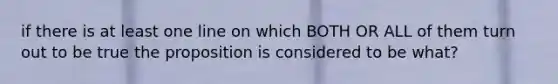 if there is at least one line on which BOTH OR ALL of them turn out to be true the proposition is considered to be what?