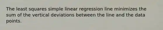 The least squares simple linear regression line minimizes the sum of the vertical deviations between the line and the data points.