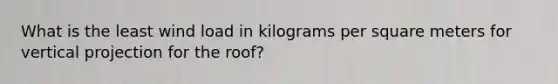 What is the least wind load in kilograms per square meters for vertical projection for the roof?