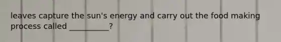 leaves capture the sun's energy and carry out the food making process called __________?