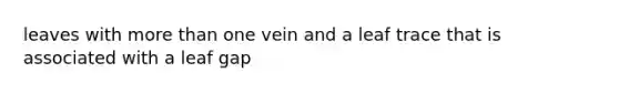 leaves with <a href='https://www.questionai.com/knowledge/keWHlEPx42-more-than' class='anchor-knowledge'>more than</a> one vein and a leaf trace that is associated with a leaf gap