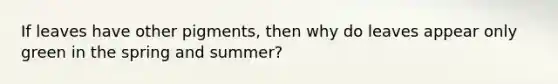 If leaves have other pigments, then why do leaves appear only green in the spring and summer?