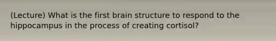 (Lecture) What is the first brain structure to respond to the hippocampus in the process of creating cortisol?