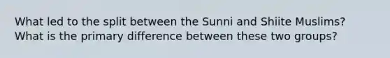 What led to the split between the Sunni and Shiite Muslims? What is the primary difference between these two groups?